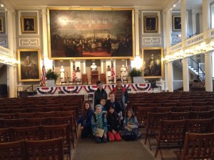 Inside Faneuil Hall- we were so lucky to have the space all to ourselves!
